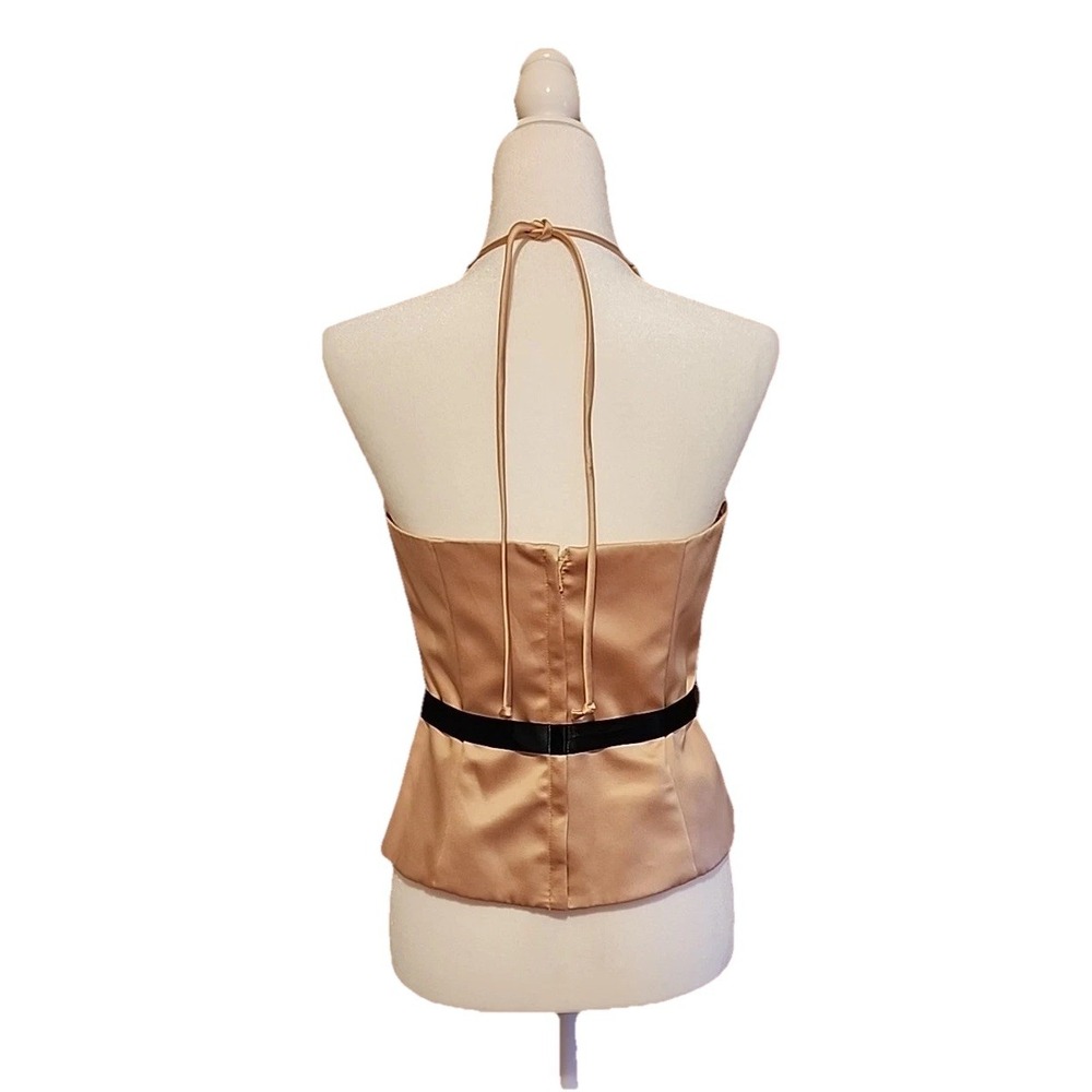 VTG Xscape Womens Halter Top Sz 8 Y2K Satin Coquette Going Out Champagne Gold - Picture 2 of 10